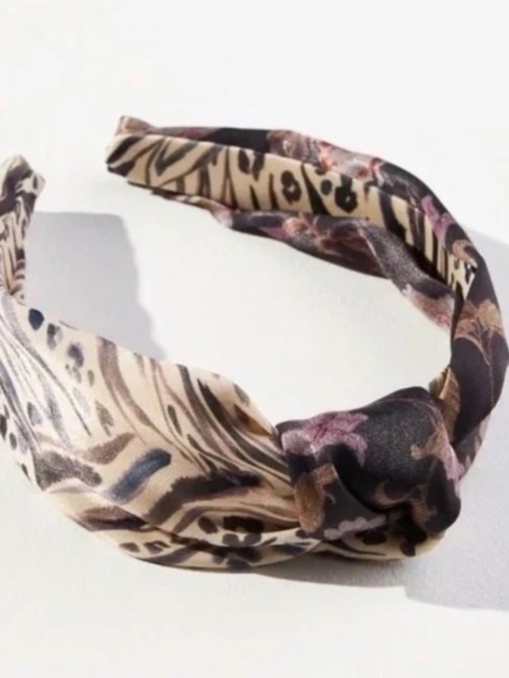 Kachel x Anthropologie Top Knot Headband Black Multi Animal Print NWT